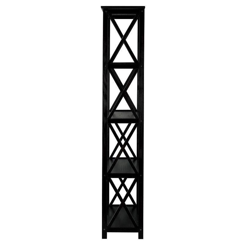 63" Montego 5 Shelf Bookcase Black - Flora Home: Solid Wood, Mid-Century, Wall Mount