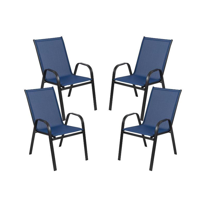 Brazos Navy Blue Outdoor Stackable Dining Chair Pair with Flex Comfort