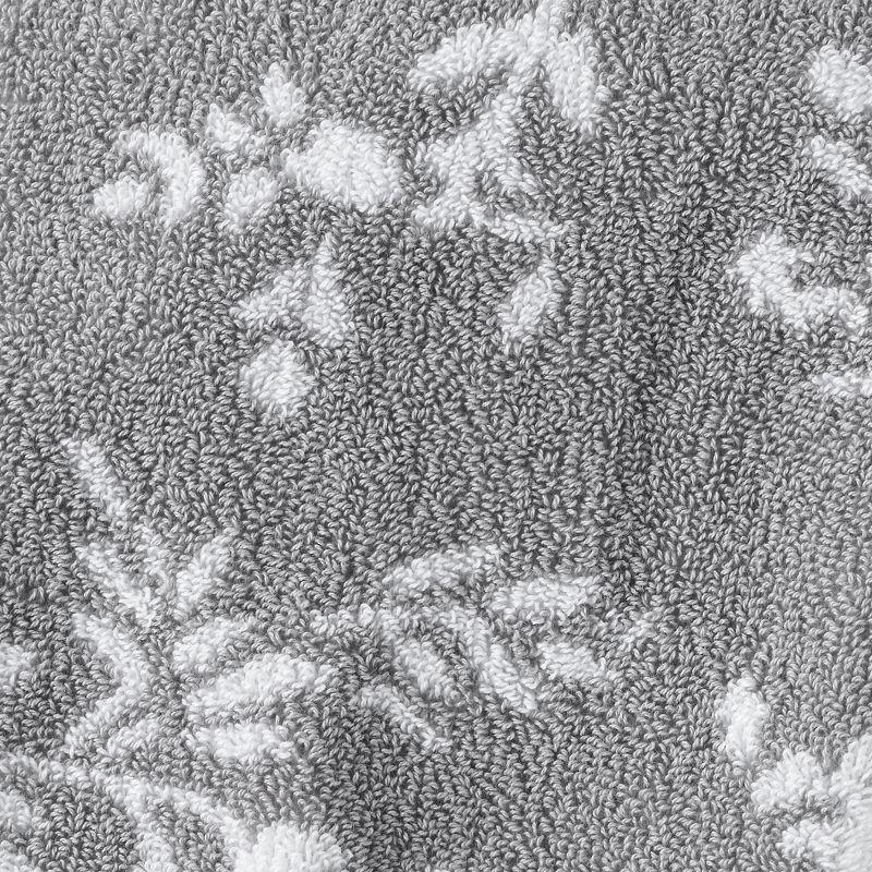 Lands' End Cotton Jacquard Bath Towel - Bath Towel - Ultimate Gray Flower Sprig