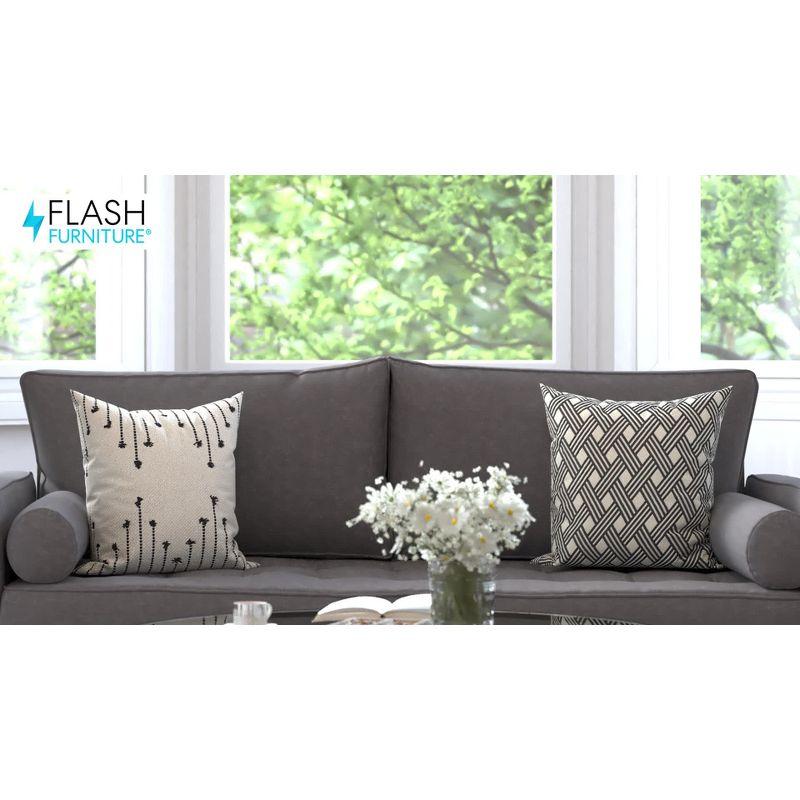 Flash Furniture Hudson Mid-Century Modern Sofa with Tufted Faux Linen Upholstery & Solid Wood Legs in Slate Gray