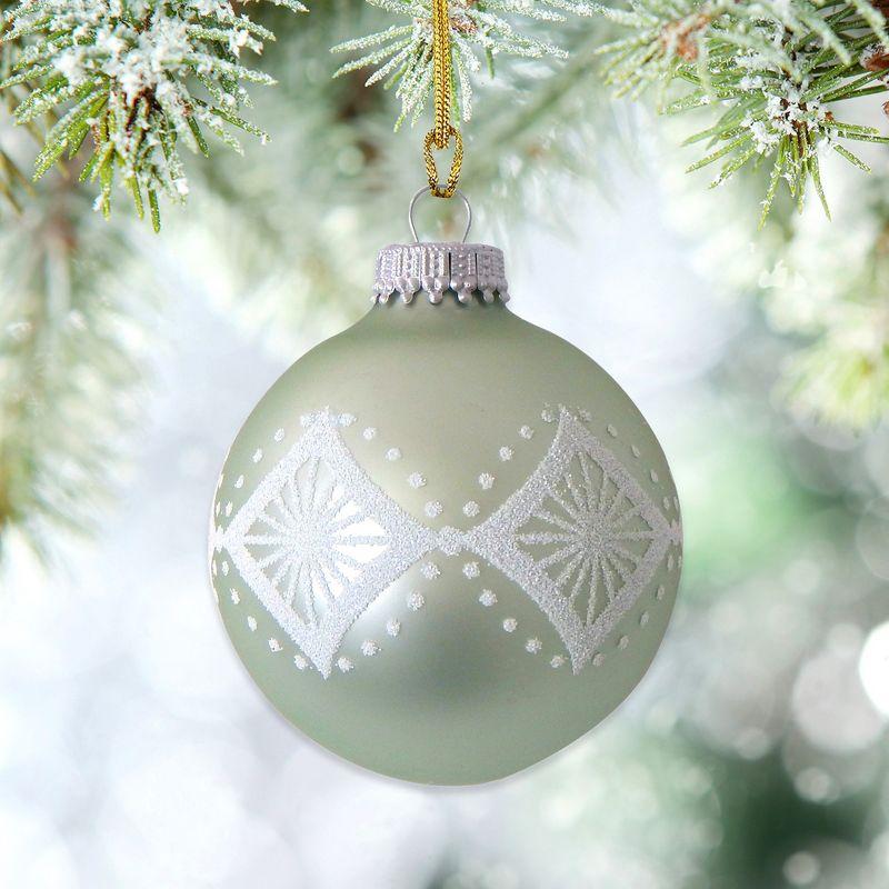 Glass Christmas Tree Ornaments - 67mm/2.625" [4 Pieces] Decorated Balls from Christmas by Krebs Seamless Hanging Holiday Decor