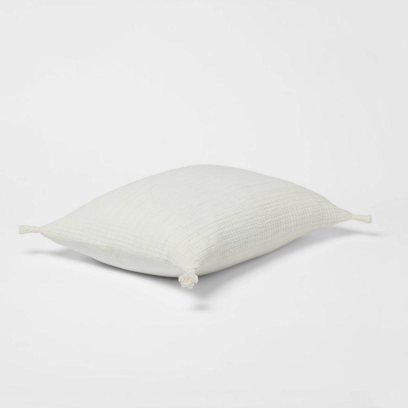 Standard Double Cloth Quilt Sham Cream - Threshold™: OEKO-TEX Certified, Jacquard Weave, Zipper Closure, No Flange