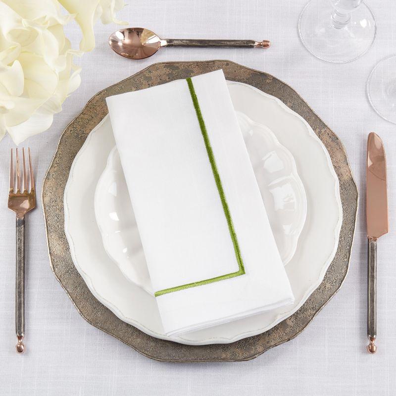 Saro Lifestyle Embroidered Dinner Napkins (Set of 4), Kiwi, 20" x 20"
