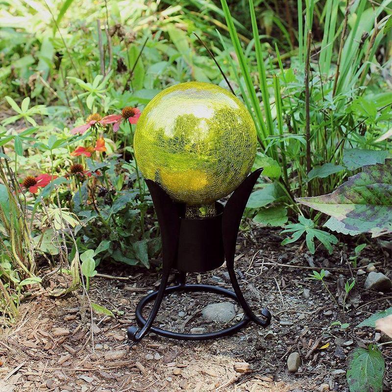 7.75"  Small Iron Trestle Gazing Globe Ball Stand Black Powder Coat Finish - ACHLA Designs