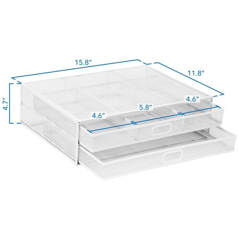 Mount-It! Computer Monitor Stand With Drawers, Metal Mesh Riser & Organizer For Laptop and Computer