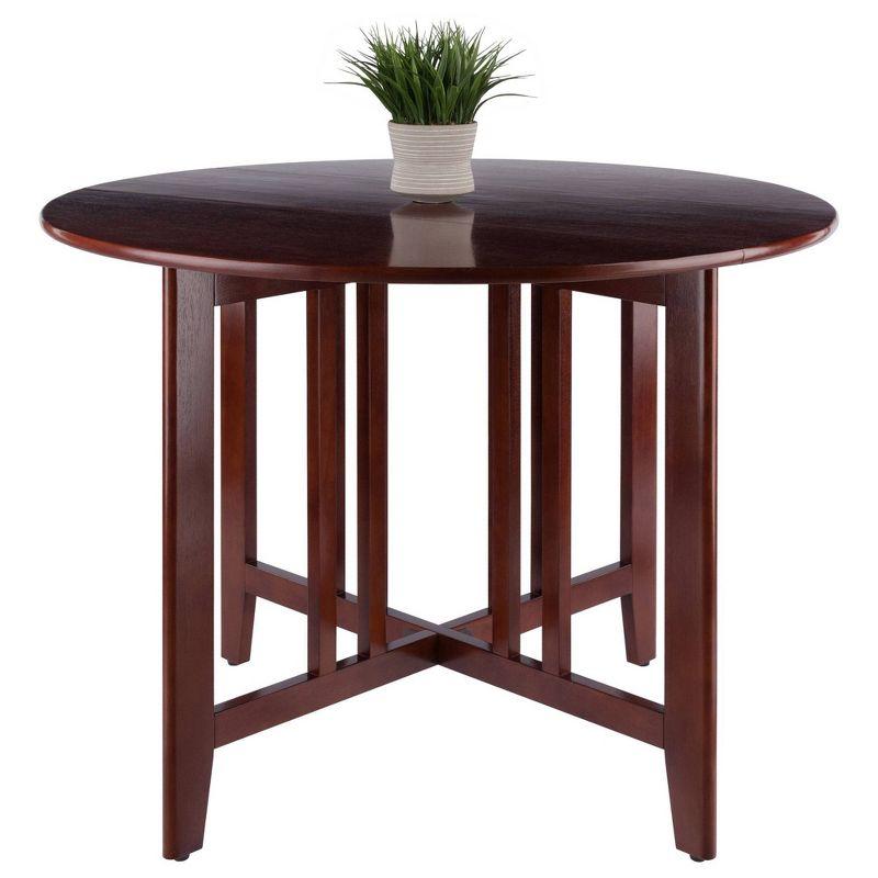 42" Alamo Round Double Drop Leaf Dining Table Wood/Walnut - Winsome: Hardwood Frame, Seats 4, Criss Cross Base