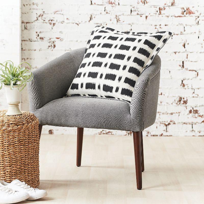 Black and White Ikat Square Throw Pillow