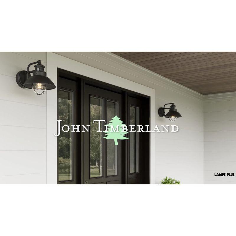 John Timberland Oberlin Rustic Farmhouse Outdoor Barn Light Fixture Black Dusk to Dawn Motion Sensor 9" Clear Seedy Glass for Exterior Deck House Yard