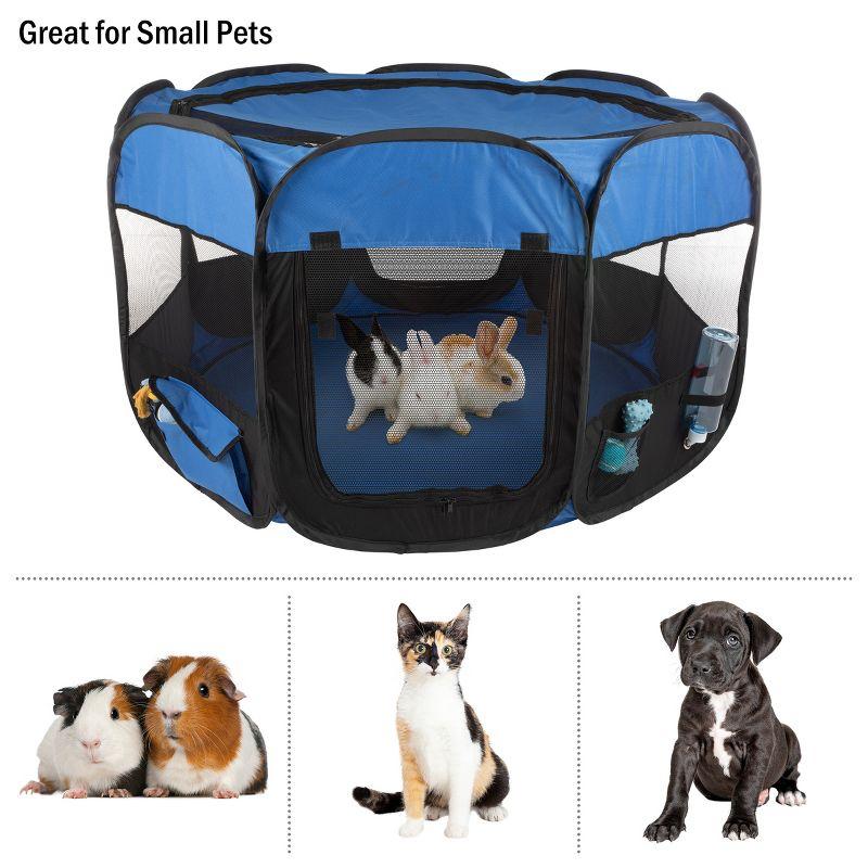 Pet Adobe Portable Pop-Up Octagon Pet Playpen - Blue/Black