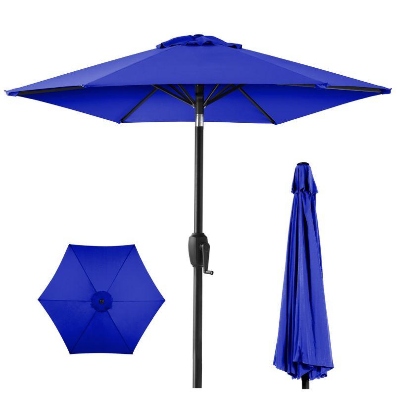 Resort Blue 7.5ft Heavy-Duty Outdoor Patio Umbrella with Steel Pole