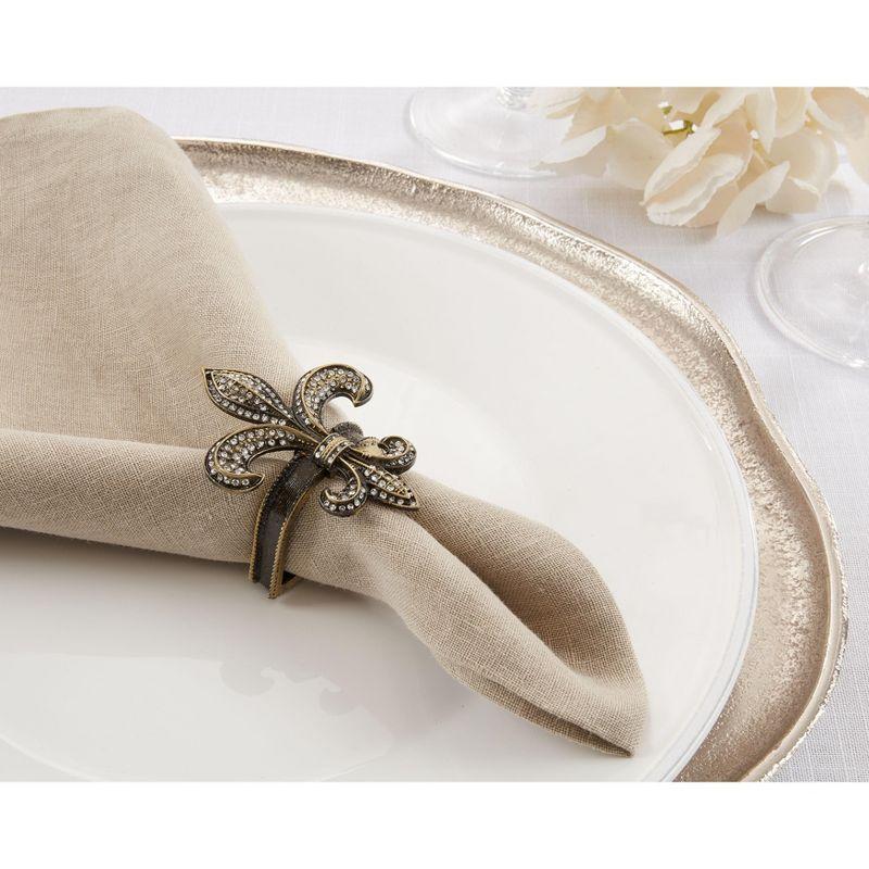 Saro Lifestyle Napkin Holder Rings With Fleur-de-Lis Design (Set of 4)