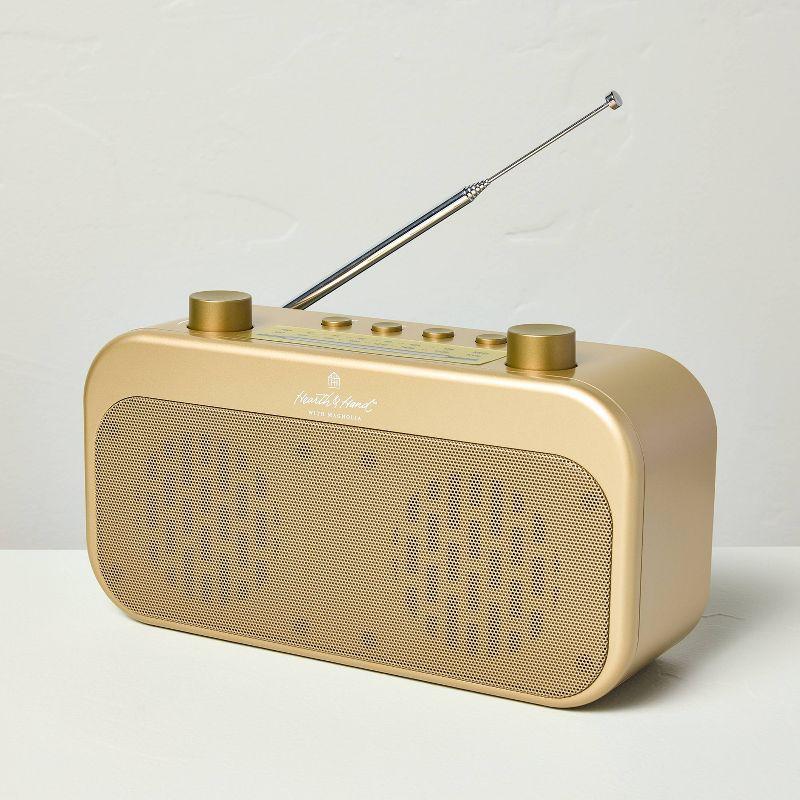 Portable Brass Finish AM/FM Bluetooth Radio - Hearth & Hand™ with Magnolia