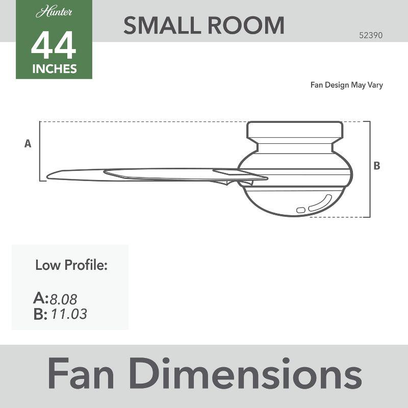 Dempsey Low Profile 44" 4 - Blade Indoor Flush Mount Small Room Ceiling Fan with Lights and Remote
