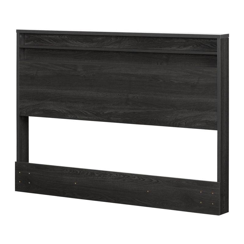 Full Gray Oak Wood Headboard with Shelves