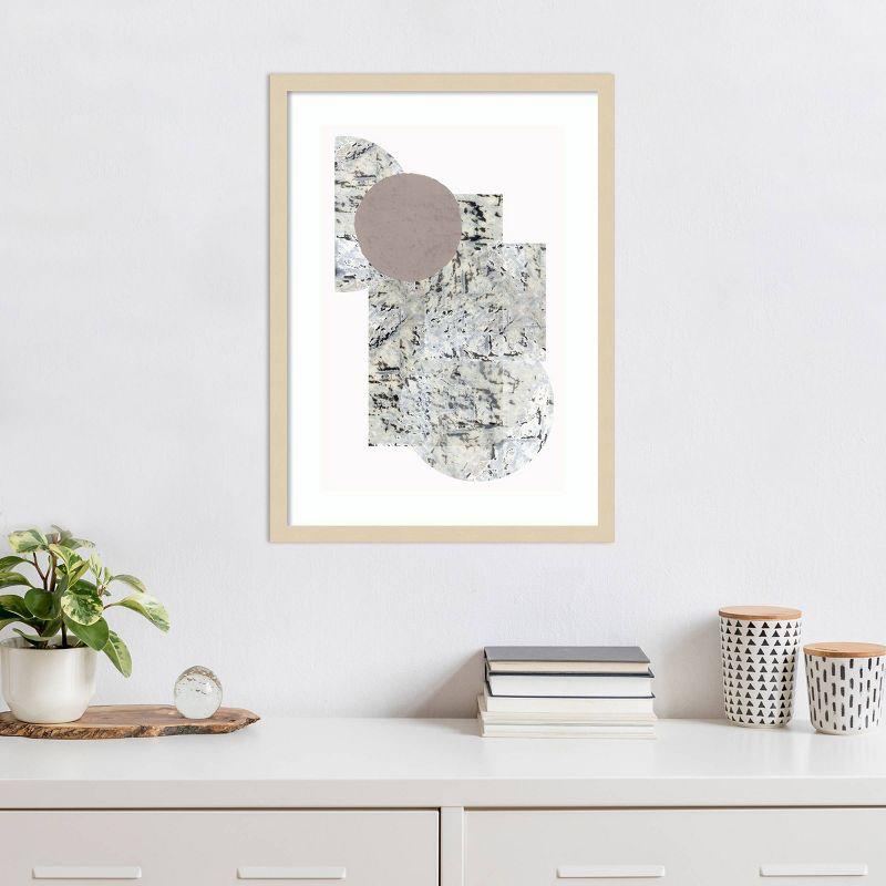 Direction II Abstract Geometric Framed Wall Art in Natural Wood