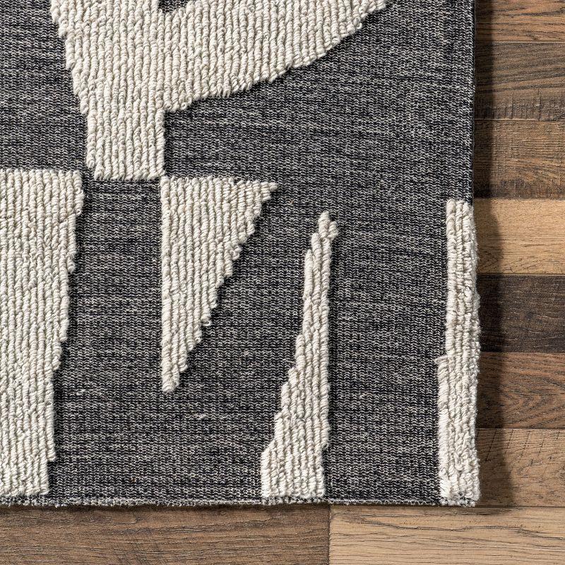 Nuloom Jenice Abstract 4x6 Wool Indoor Area Rug for Living Room Bedroom Dining Room Kitchen, Charcoal/Ivory