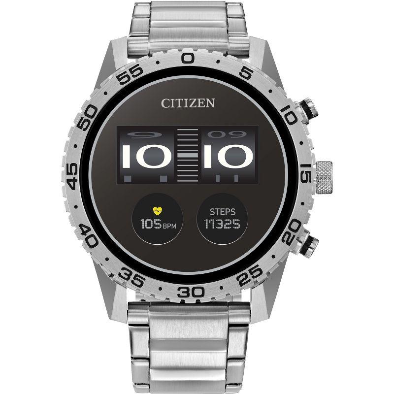 Citizen 45mm Silver Stainless Steel Digital Smartwatch with GPS and Alexa