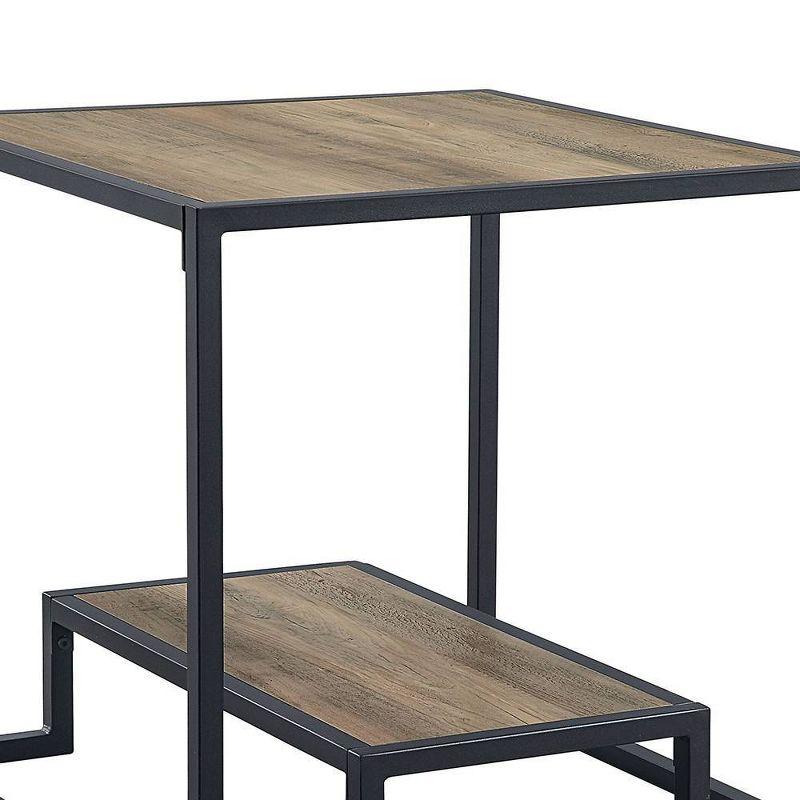 Idella 22" Accent Tables Rustic Oak and Black - Acme Furniture: Sturdy Metal Frame, Open Shelf