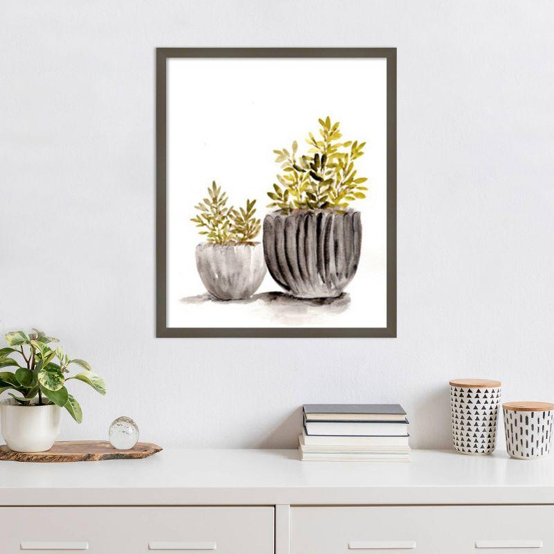 Amanti Art 21"x25" Gray Potted Plants by Marcy Chapman Wood Framed Wall Art Print