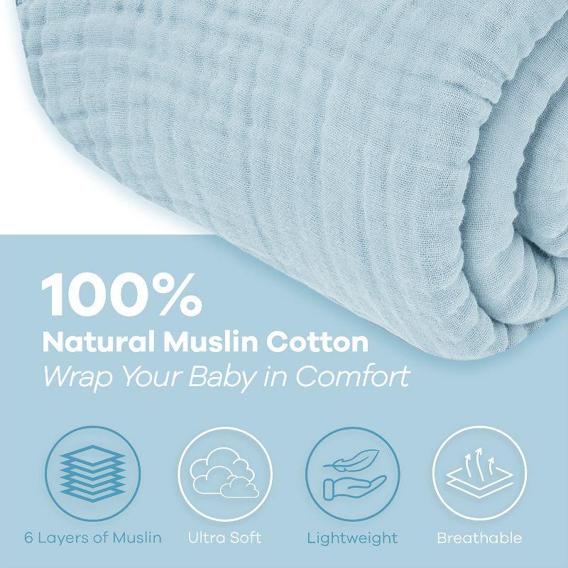 Sky Blue King-Sized Muslin Cotton Cooling Throw Blanket