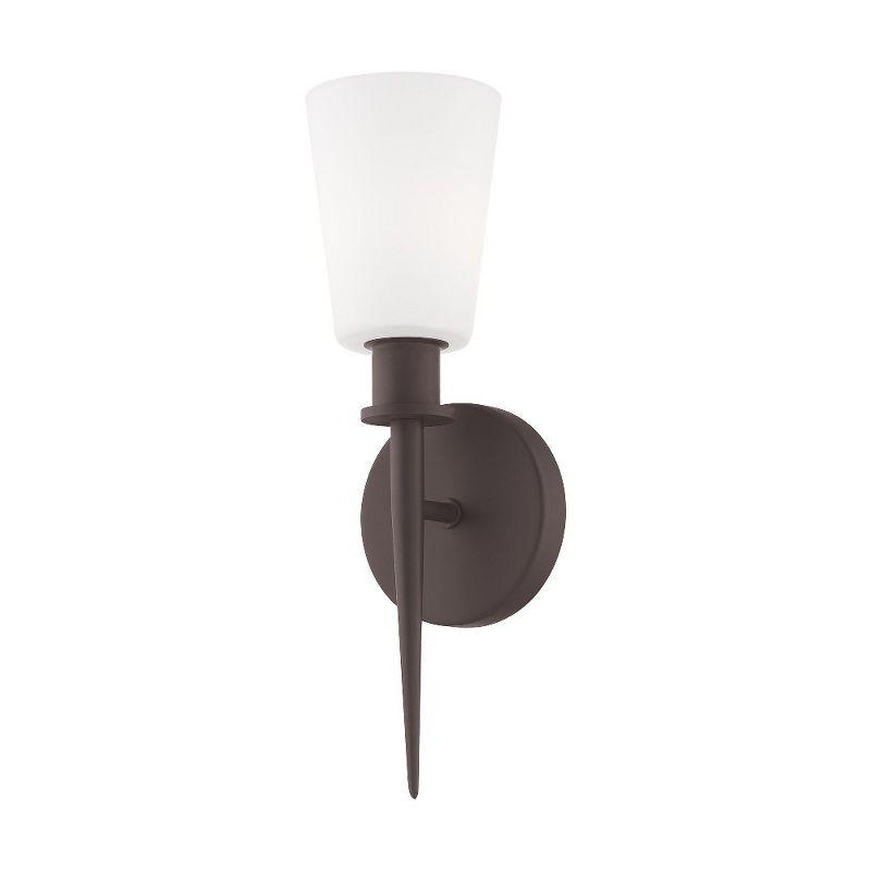 Witten Brushed Nickel 1-Light Wall Sconce with Opal White Glass