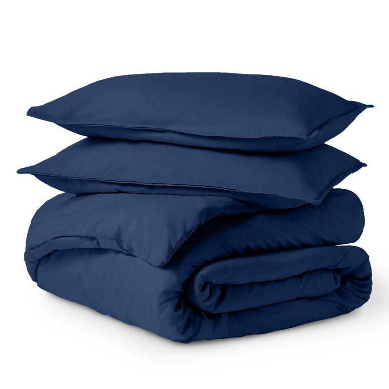 Full Dark Blue Double Brushed Duvet Set by Bare Home