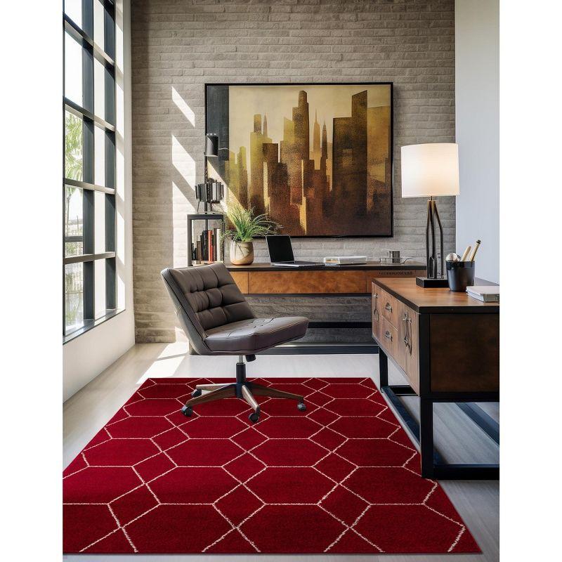 Unique Loom 8' 0 x 10' 0 Trellis Frieze Geometric Red Area Rug