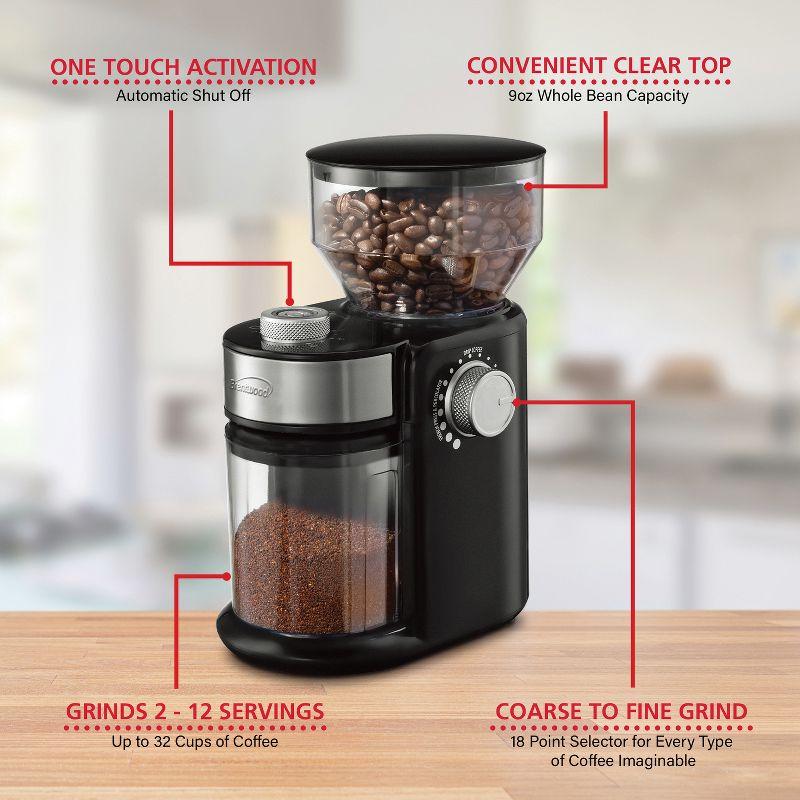 Brentwood 32-Cup Electric Automatic Burr Coffee Grinder in Black