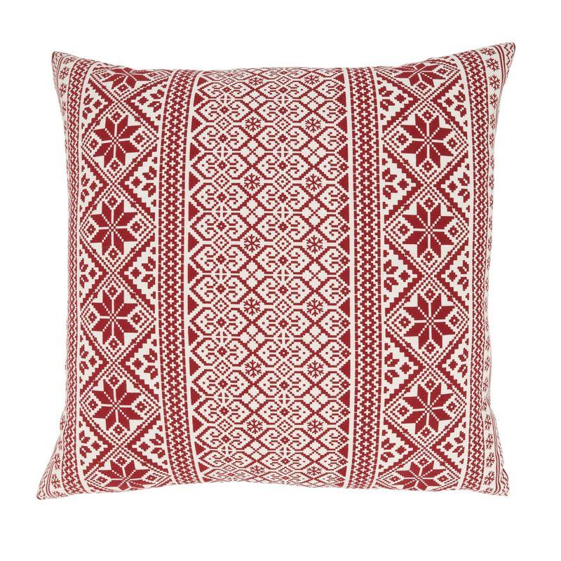 Red and White Cotton Christmas Pattern Throw Pillow Cover