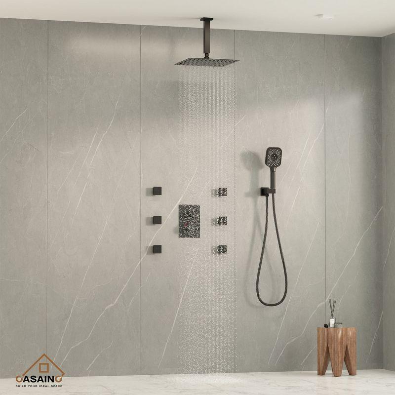 Rainfall Symphony 12inch 3-Function Dual Shower Head Thermostatic Shower System with 3 Sprays Handheld