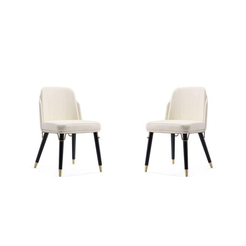 Estelle Cream and Black Faux Leather Upholstered Side Chair