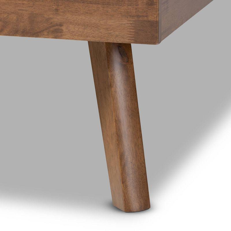 Devan Fabric Upholstered Walnut Finished Platform Bed - Baxton Studio
