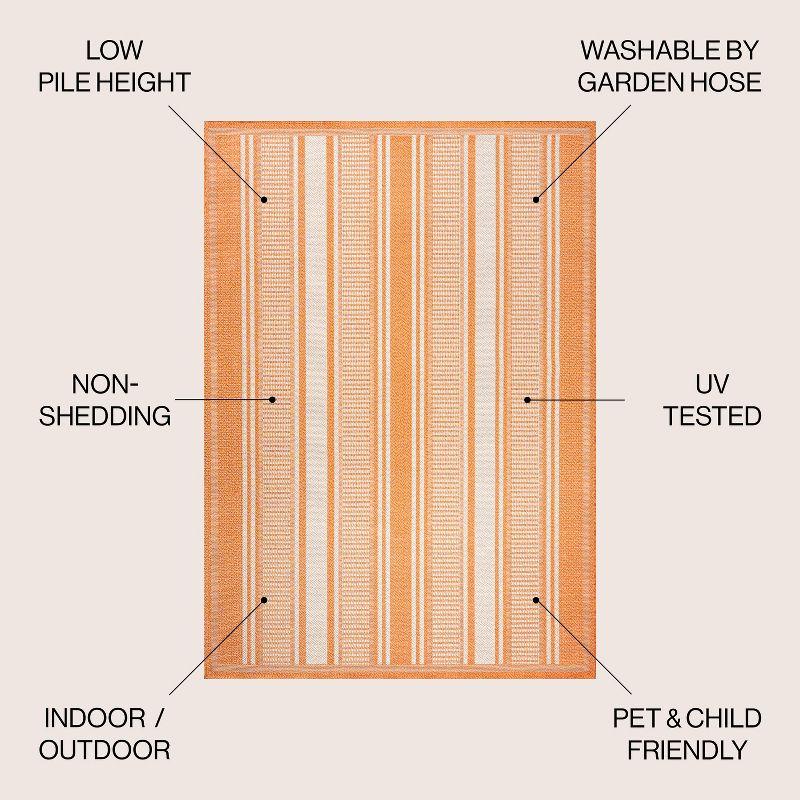 5' x 8' Haynes Modern Double Stripe Indoor/Outdoor Area Rug, Orange/Cream - JONATHAN Y