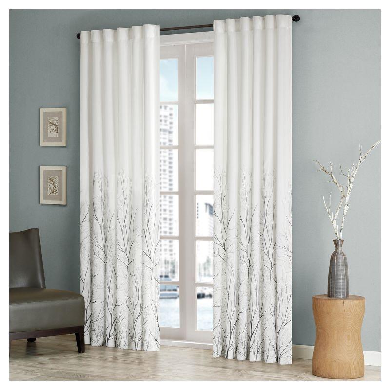 Andora Embroidered Branch Rod Pocket Single Curtain Panel