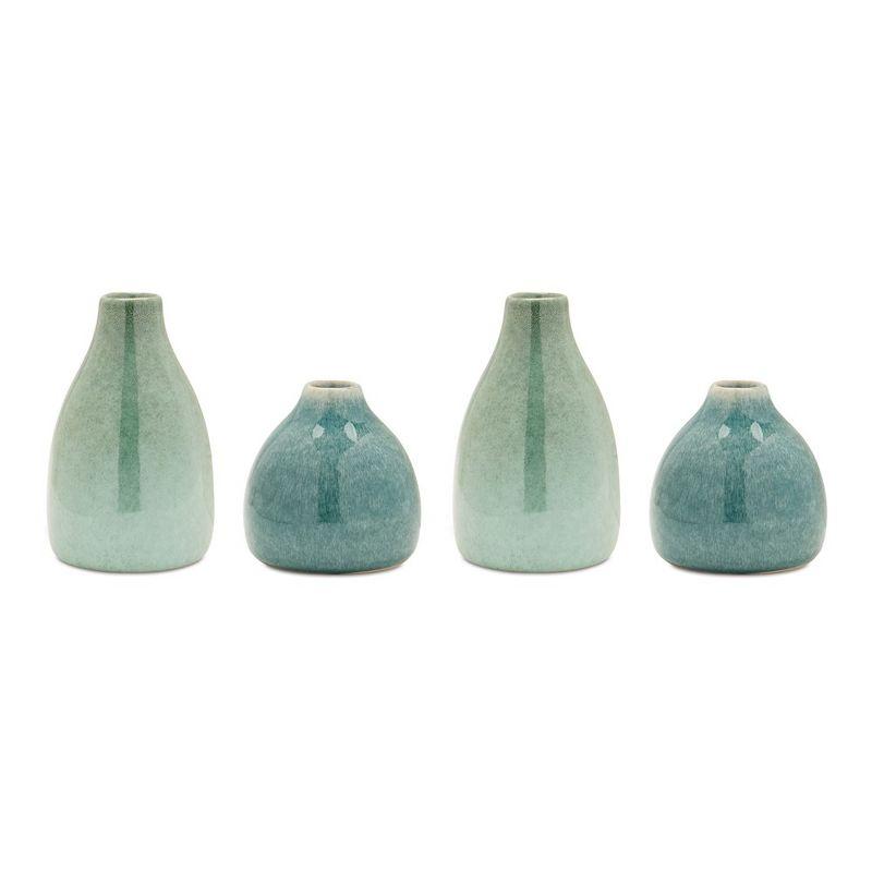 Melrose Blue and Green Ceramic Bud Vases Set of 4