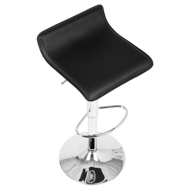 HomeRoots Set of Two Black and Silver Faux Leather and Metal Low Back Adjustable Height Swivel Bar Chairs | Wayfair