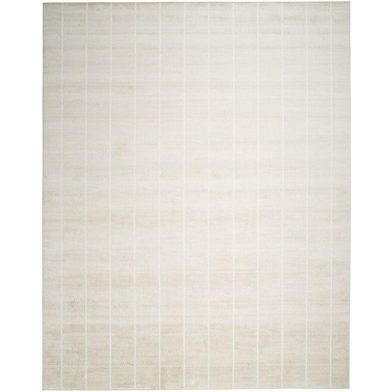 Ivory Geometric 5' x 7' Synthetic Easy Care Rug