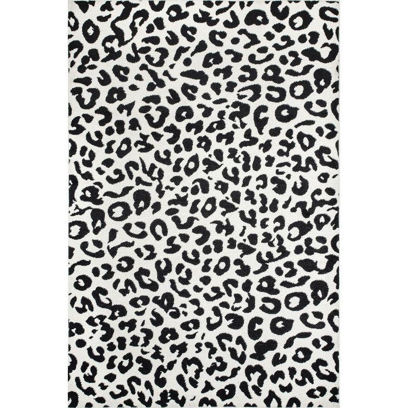 Luxurious Tufted Leopard Print 10' x 14' Dark Grey Area Rug