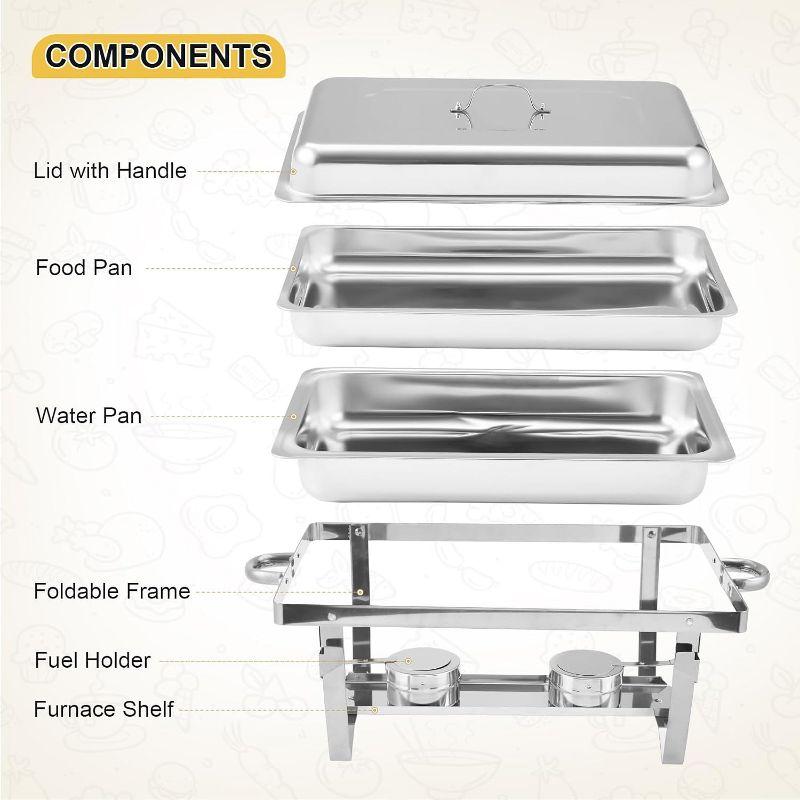 The Party Aisle™ Chafing Dishes For Buffet 4 Pack, 8 Qt Stainless Steel Chafers And Buffet Warmers Sets With Lid, Rectangle Serving Food Warmer Catering Supplies Buffet Display For Parties