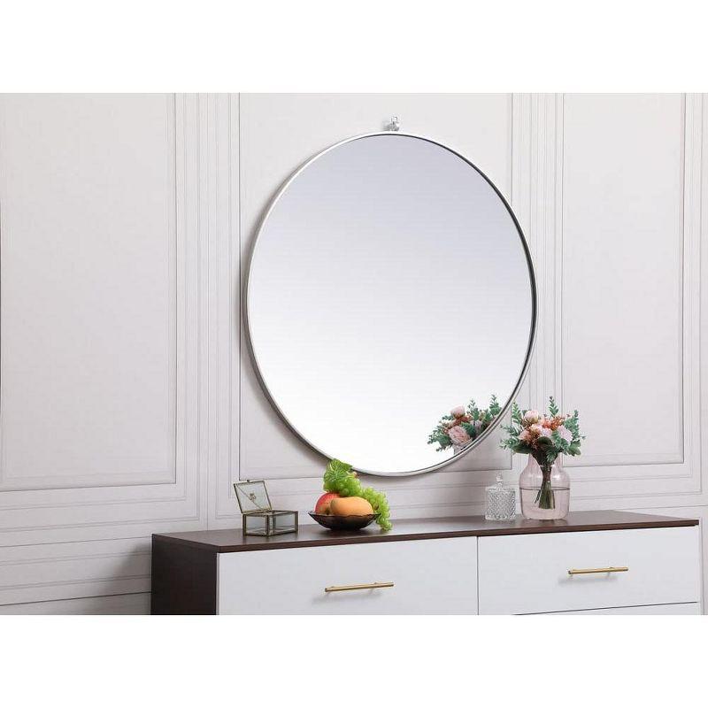 Elegant Lighting Metal frame round mirror with decorative hook 39 inch in Blue