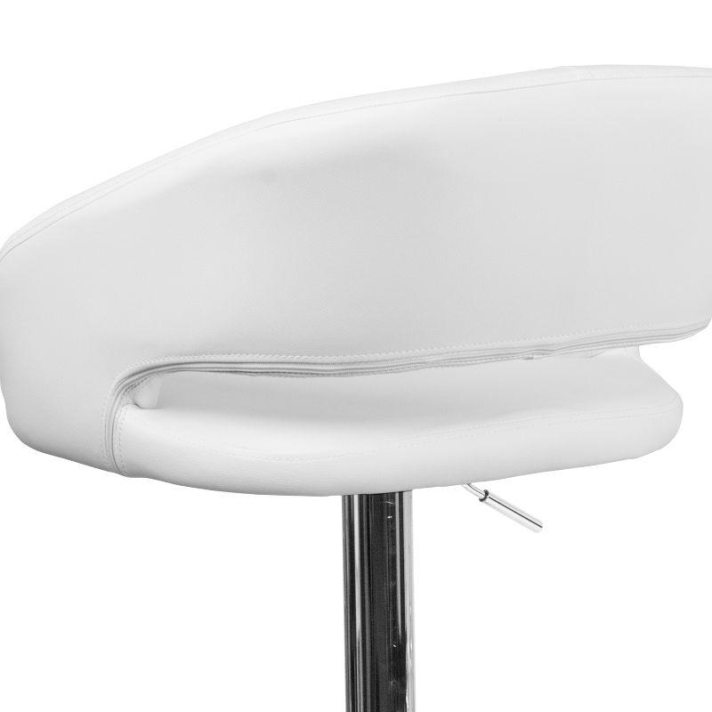 Contemporary White Vinyl Adjustable Swivel Barstool with Chrome Base