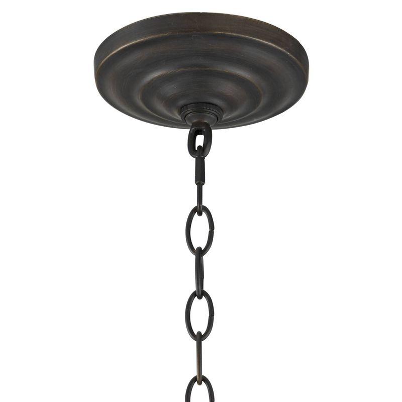 Franklin Iron Works Heritage Bronze Linear Pendant Chandelier 29 3/4" Wide Farmhouse Rustic Glass Shade 8-Light Fixture for Dining Room Kitchen Island