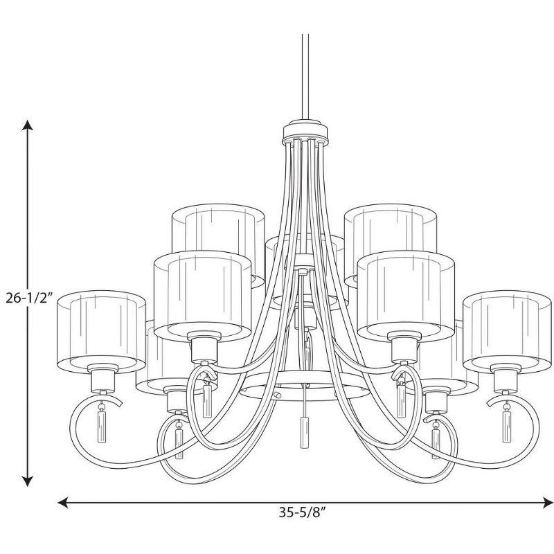 Progress Lighting, Invite Collection, 9-Light, Two-Tier Chandelier, Brushed Nickel, Translucent Sheer Mylar Shade