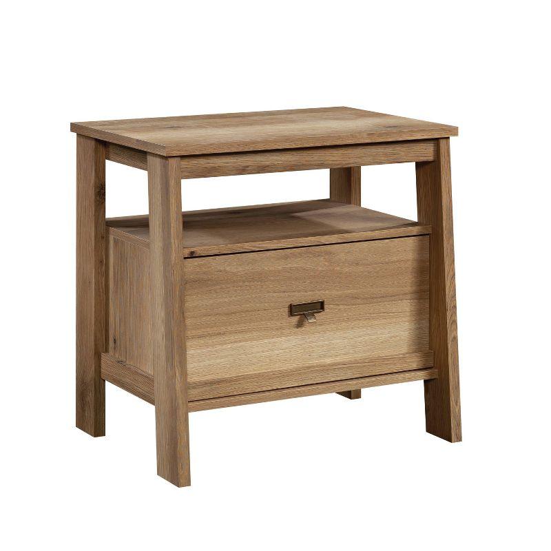 Trestle 1 Drawer Night Stand Timber Oak - Sauder: Open Shelf, Smooth Metal Runners, MDF Frame