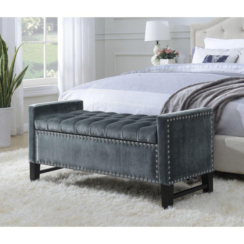 Iconic Home Velvet Storage Bench, Kurt