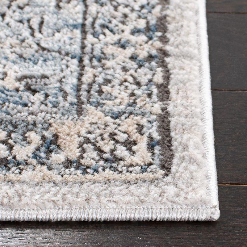 Ivory and Light Blue Floral Medallion Area Rug