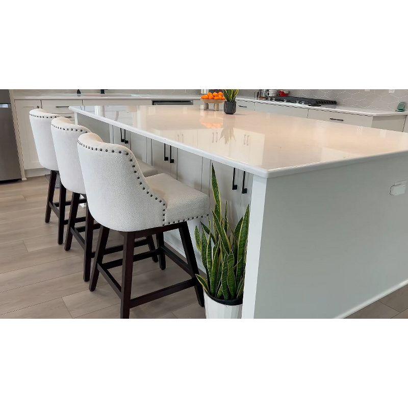 Arceso Bar Stools Set of 2, 26 Inch Swivel Counter Stools with Back, Faux Leather Upholstered Barstools, Solid Wood Legs with Footrest,  for Kitchen