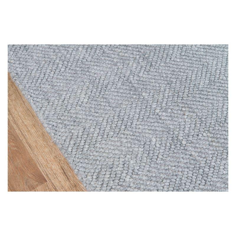 Minimalist Gray Herringbone Handwoven Rectangular Wool-Blend Rug