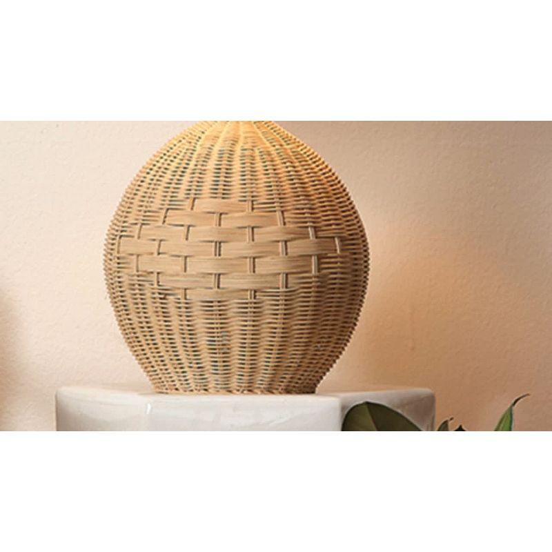 Kerry Rattan Table Lamp Blue - Splendor Home: Handwoven, Linen Shade, Nautical Design