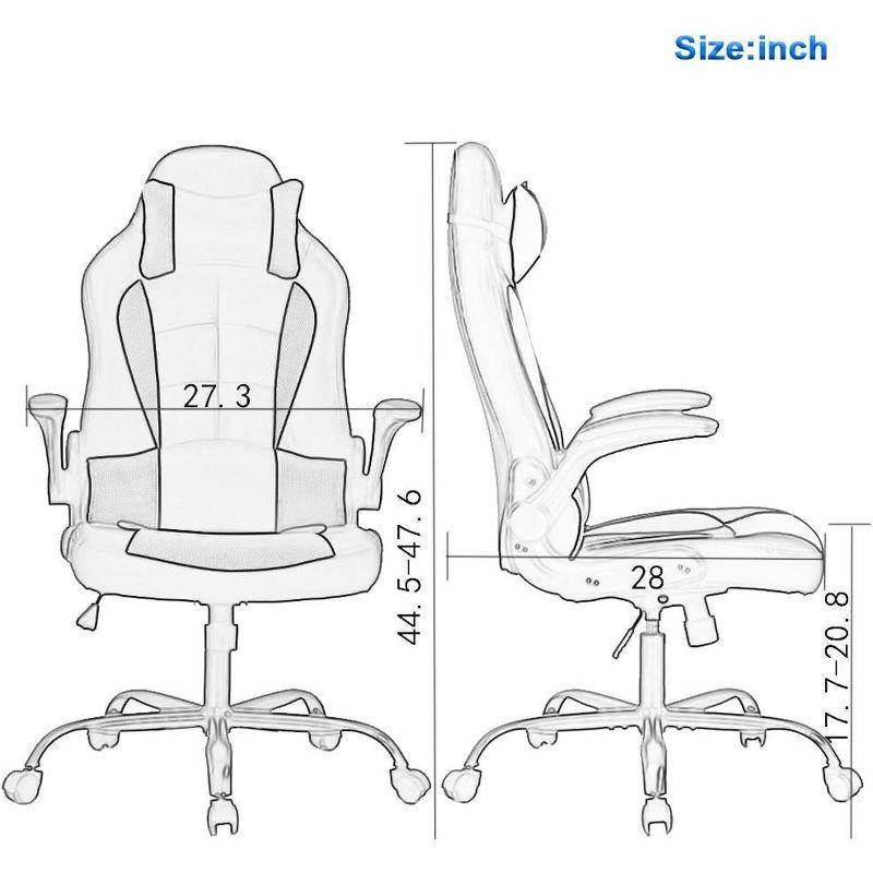 FDW PC Gaming Chair Ergonomic Office Chair Desk Chair with Lumbar Support Flip Up Arms Headrest PU Leather Executive High Back Computer Chair